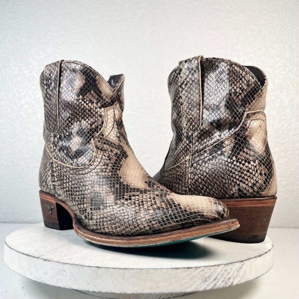 Lane PLAIN JANE Brown Cowboy Boots 11 Leather Western Wear Ankle Bootie Zipper